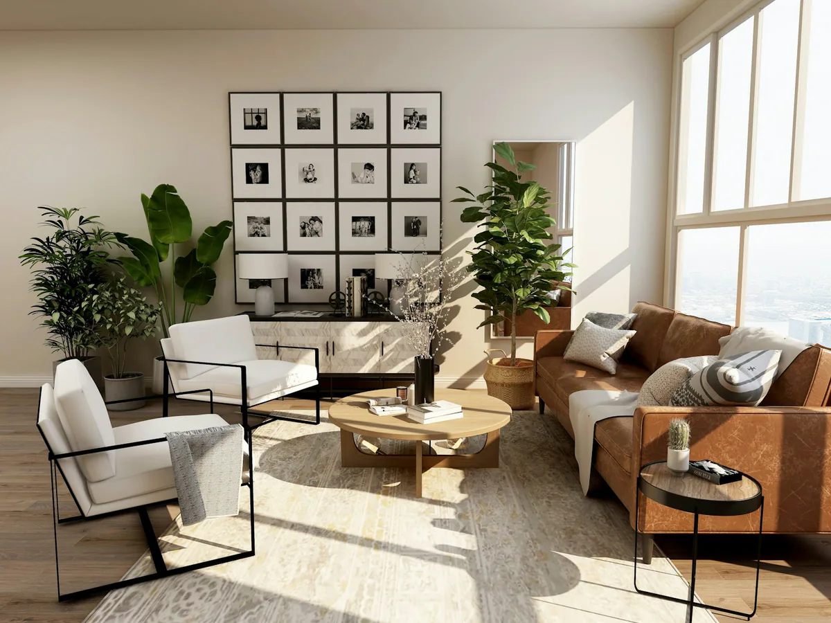 A virtually staged living room